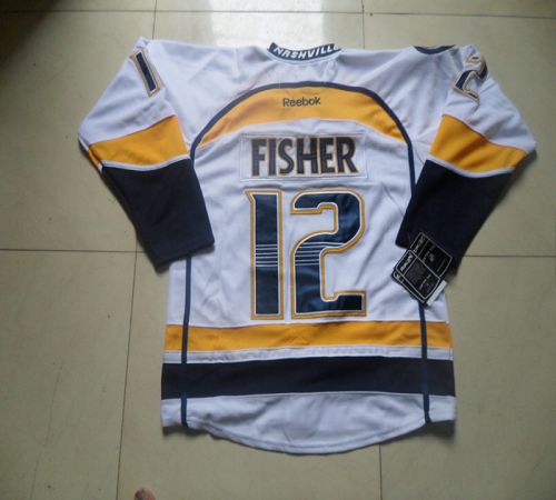 Predators #12 Mike Fisher White Road Stitched NHL Jersey