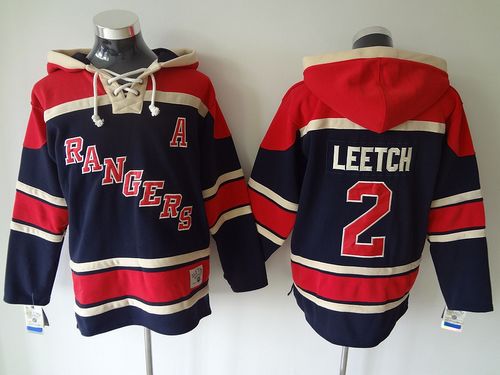 Rangers #2 Brian Leetch Navy Blue Sawyer Hooded Sweatshirt Stitched NHL Jersey