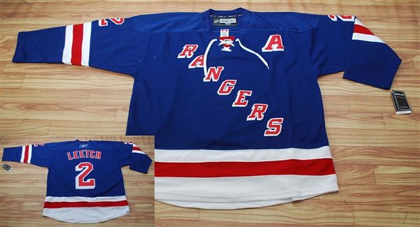 Rangers #2 Brian Leetch Stitched Blue NHL Jersey