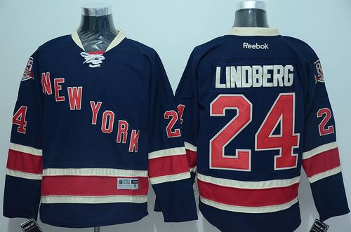 Rangers #24 Oscar Lindberg Navy Blue Stitched NHL Jersey