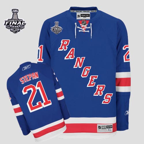 Rangers #21 Derek Stepan Blue With 2014 Stanley Cup Finals Stitched NHL Jersey