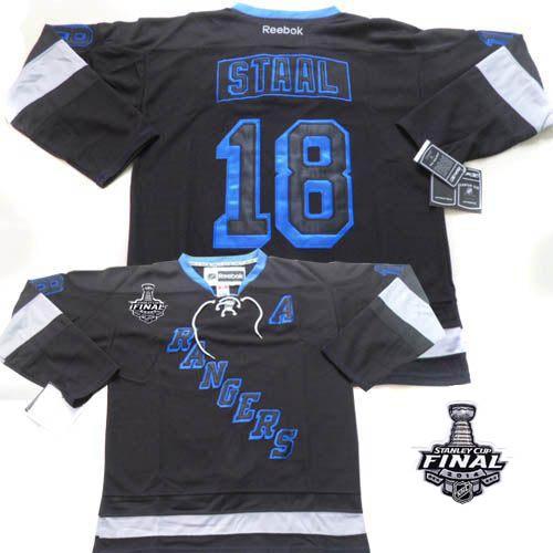 Rangers #18 Marc Staal Black Ice With 2014 Stanley Cup Finals Stitched NHL Jersey
