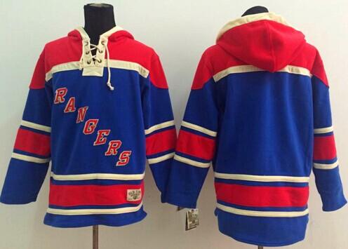 Rangers Blank Blue Sawyer Hooded Sweatshirt Stitched NHL Jersey