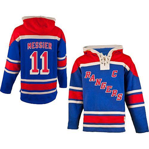 Rangers #11 Mark Messier Blue Sawyer Hooded Sweatshirt Stitched NHL Jersey