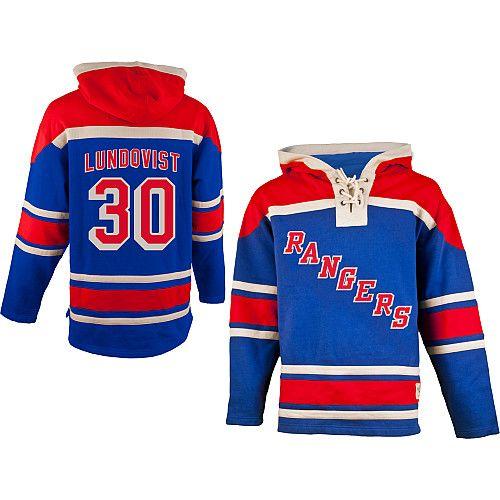 Rangers #30 Henrik Lundqvist Blue Sawyer Hooded Sweatshirt Stitched NHL Jersey
