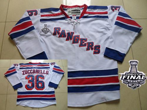 Rangers #36 Mats Zuccarello White Road With 2014 Stanley Cup Finals Stitched NHL Jersey