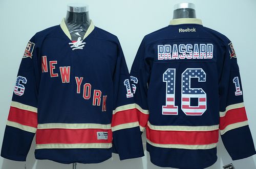 Rangers #16 Derick Brassard Navy Blue USA Flag Fashion Stitched NHL Jersey