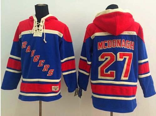 Rangers #27 Ryan McDonagh Blue Sawyer Hooded Sweatshirt Stitched NHL Jersey
