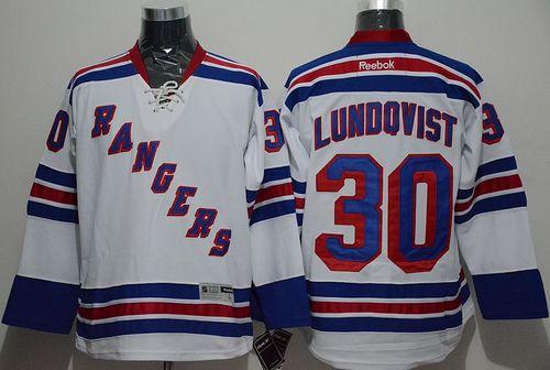 Rangers #30 Henrik Lundqvist White Stitched NHL Jersey