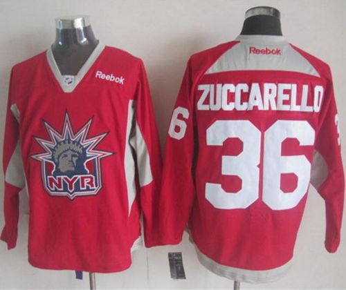 Rangers #36 Mats Zuccarello Red Statue of Liberty Practice Stitched NHL Jersey