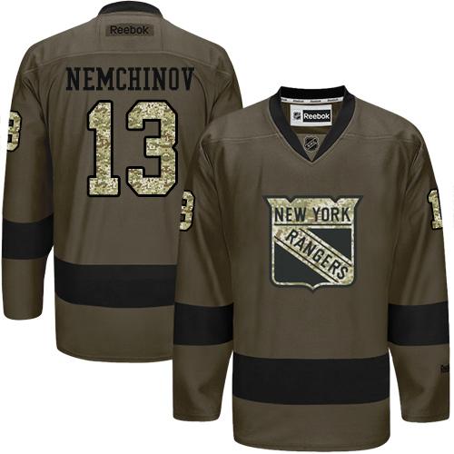 Rangers #13 Sergei Nemchinov Green Salute to Service Stitched NHL Jersey
