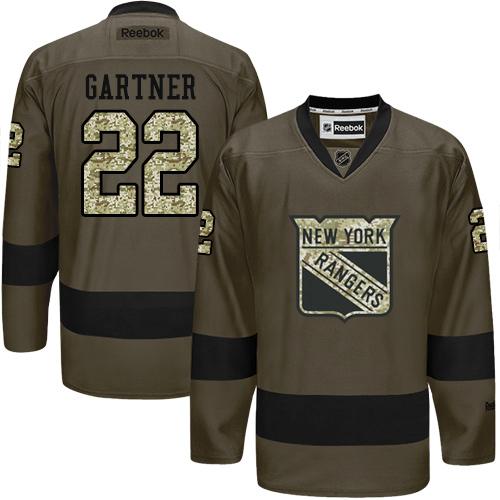 Rangers #22 Mike Gartner Green Salute to Service Stitched NHL Jersey