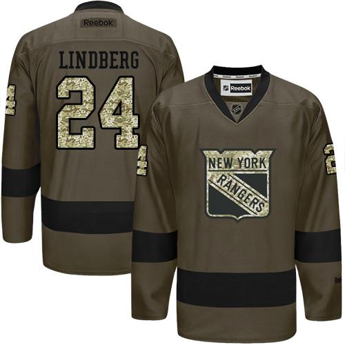 Rangers #24 Oscar Lindberg Green Salute to Service Stitched NHL Jersey