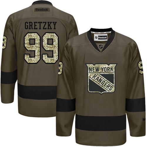 Rangers #99 Wayne Gretzky Green Salute to Service Stitched NHL Jersey