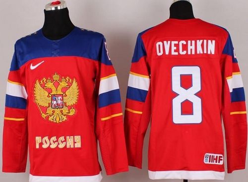 2014 Olympic Team Russia #8 Alexander Ovechkin Red Stitched NHL Jersey