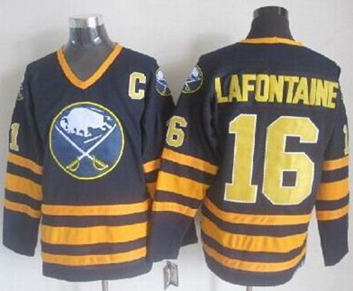Sabres #16 Pat Lafontaine Navy Blue CCM Throwback Stitched NHL Jersey