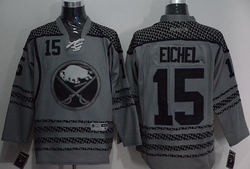 Sabres #15 Jack Eichel Charcoal Cross Check Fashion Stitched NHL Jersey