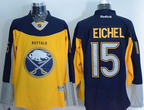 Sabres #15 Jack Eichel Yellow/Navy Blue Alternate Stitched NHL Jersey