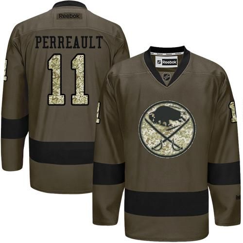 Sabres #11 Gilbert Perreault Green Salute to Service Stitched NHL Jersey
