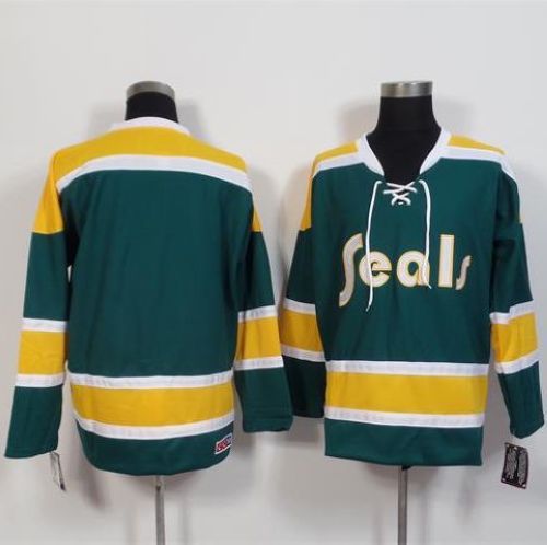 Golden Seals Blank Green/Gold CCM Throwback Stitched NHL Jersey