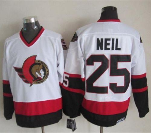 Senators #25 Chris Neil White CCM Throwback Stitched NHL Jersey