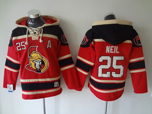 Senators #25 Chris Neil Red Sawyer Hooded Sweatshirt Stitched NHL Jersey