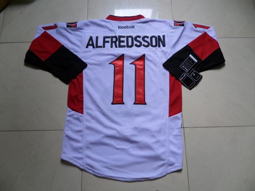 Senators #11 Daniel Alfredsson White Stitched NHL Jersey