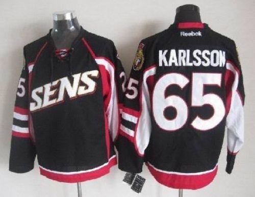 Senators #65 Erik Karlsson Black Throwback Stitched NHL Jersey