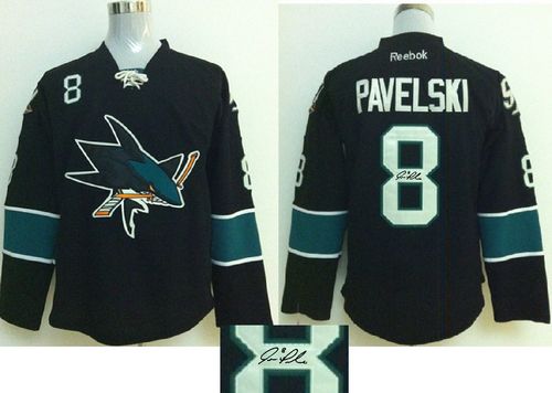 Sharks #8 Joe Pavelski Black Autographed Stitched NHL Jersey