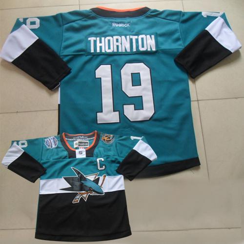 Sharks #19 Joe Thornton Teal/Black 2015 Stadium Series Stitched NHL Jersey
