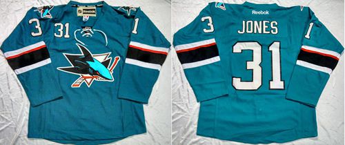 Sharks #31 Martin Jones Teal Home Stitched NHL Jersey