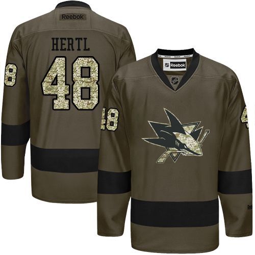 Sharks #48 Tomas Hertl Green Salute to Service Stitched NHL Jersey