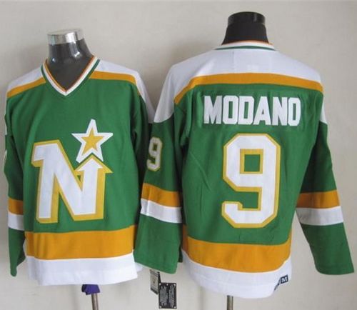 Stars #9 Mike Modano Stitched Green CCM Throwback NHL Jersey