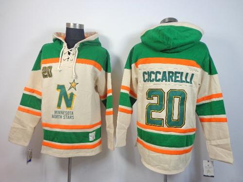 Stars #20 Dino Ciccarelli Cream Sawyer Hooded Sweatshirt Stitched NHL Jersey