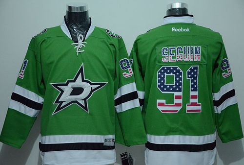 Stars #91 Tyler Seguin Green USA Flag Fashion Stitched NHL Jersey