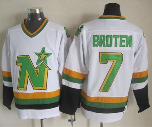 Stars #7 Neal Broten White CCM Throwback Stitched NHL Jersey