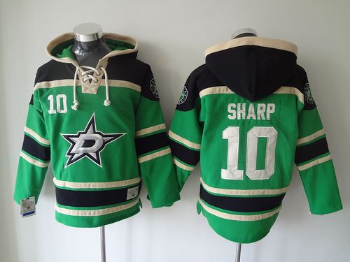 Stars #10 Patrick Sharp Green Sawyer Hooded Sweatshirt Stitched NHL Jersey