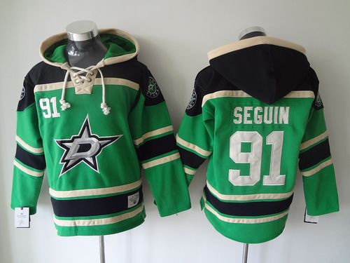 Stars #91 Tyler Seguin Green Sawyer Hooded Sweatshirt Stitched NHL Jersey