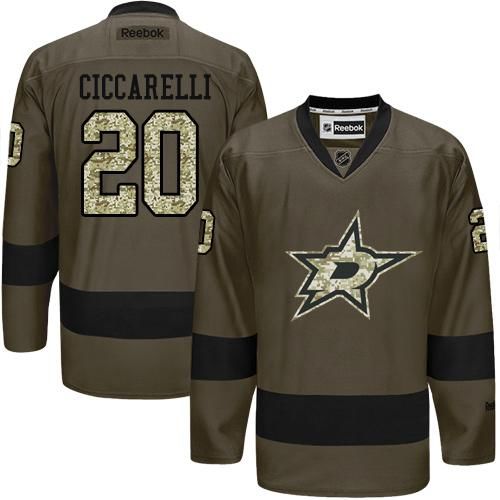 Stars #20 Dino Ciccarelli Green Salute to Service Stitched NHL Jersey