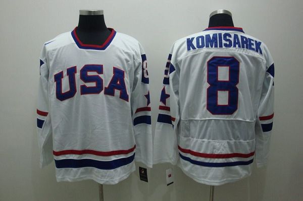2010 Olympic Team USA #8 Mike Komisarek Stitched White NHL Jersey