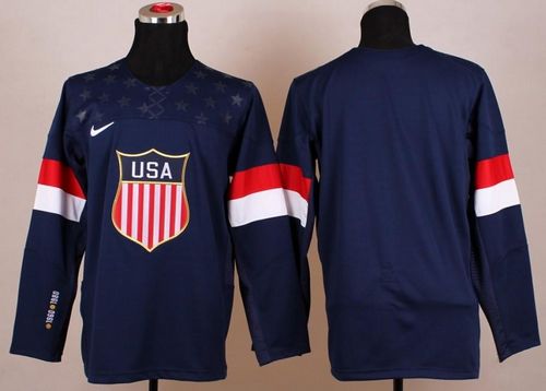 2014 Olympic Team USA Blank Navy Blue Stitched NHL Jersey