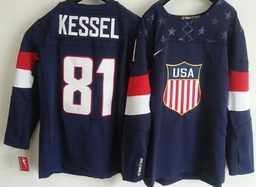 2014 Olympic Team USA #81 Phil Kessel Navy Blue Stitched NHL Jersey