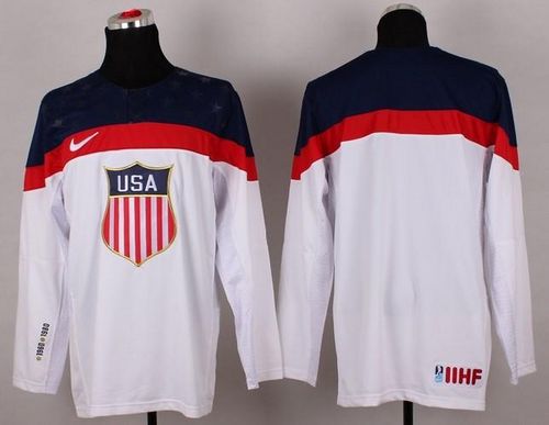2014 Olympic Team USA Blank White Stitched NHL Jersey