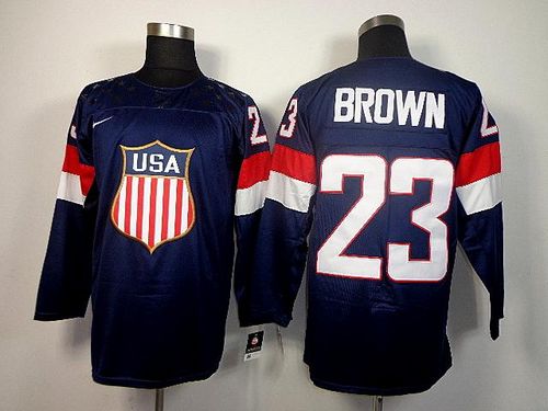 2014 Olympic Team USA #23 Dustin Brown Navy Blue Stitched NHL Jersey