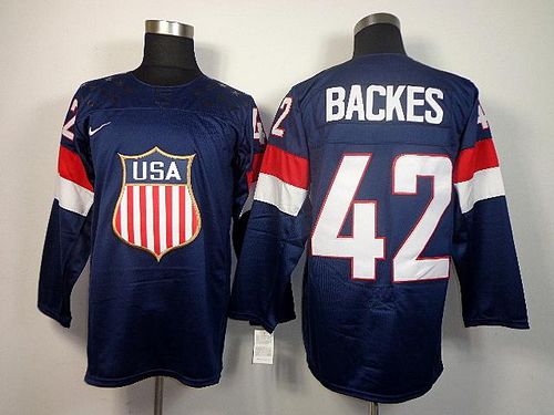 2014 Olympic Team USA #42 David Backes Navy Blue Stitched NHL Jersey