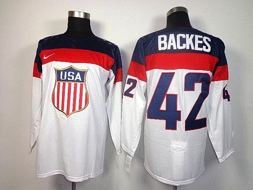 2014 Olympic Team USA #42 David Backes White Stitched NHL Jersey