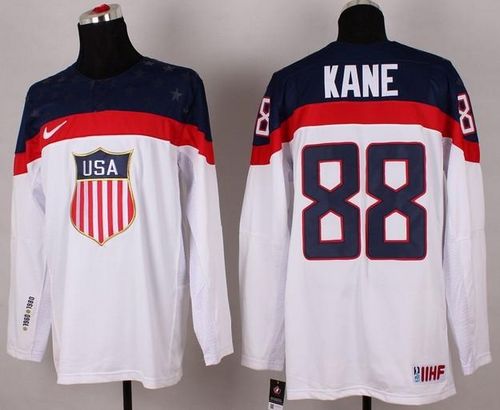 2014 Olympic Team USA #88 Patrick Kane White Stitched NHL Jersey
