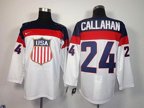 2014 Olympic Team USA #24 Ryan Callahan White Stitched NHL Jersey