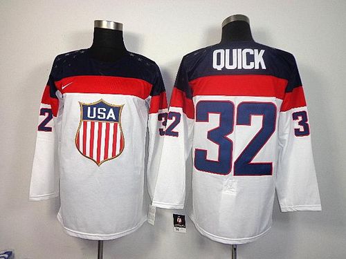 2014 Olympic Team USA #32 Jonathan Quick White Stitched NHL Jersey