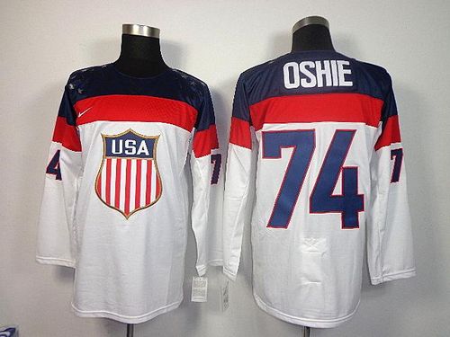 2014 Olympic Team USA #74 T. J. Oshie White Stitched NHL Jersey